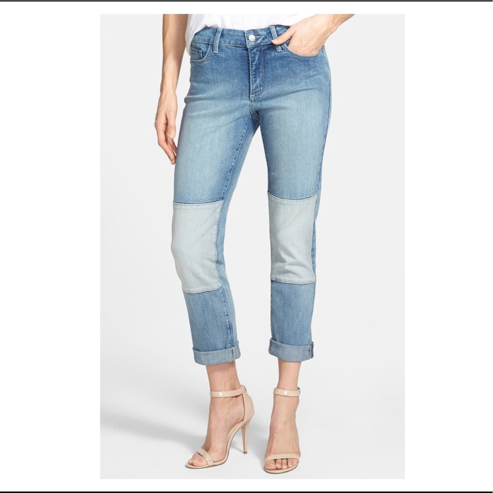 NYDJ Karmin Knee Patch Skinny Boyfriend Jeans sz 6
